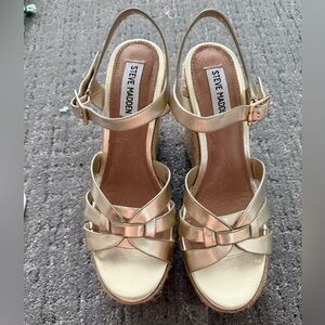 Steve Madden Gold Wedge Sandals with Ankle Straps